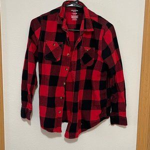 Arizona Black and Red Plaid Flannel Long Sleeve Shirt (Size Large) 14H/16H